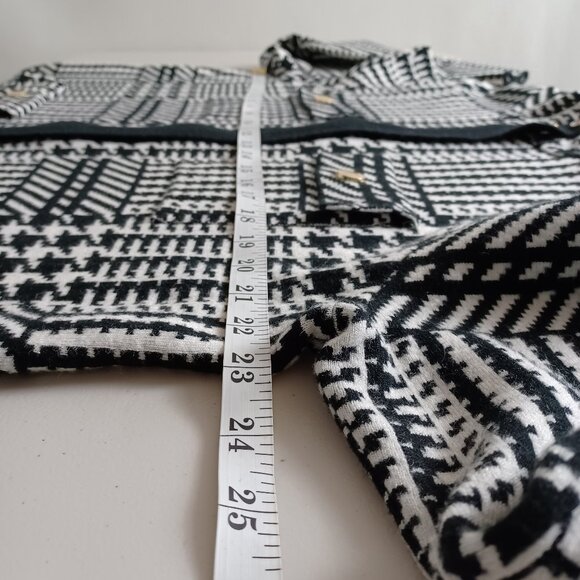 Anne Klein Black White Glen Plaid Knit Coat - Picture 11 of 16